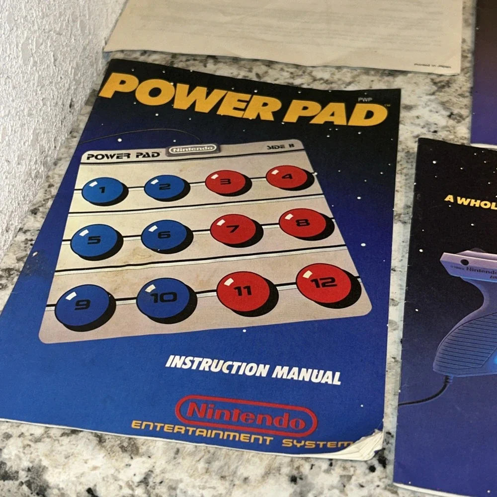 Vintage Nintendo Manual & Poster Lot Zapper, Power Pad, Control Deck Warranty D2